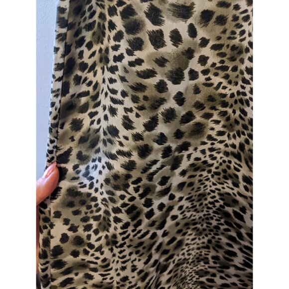 Vintage 90s Leopard Print Maxi Skirt Animal Slinky Long Grunge Green Black Sz M - Picture 2 of 6